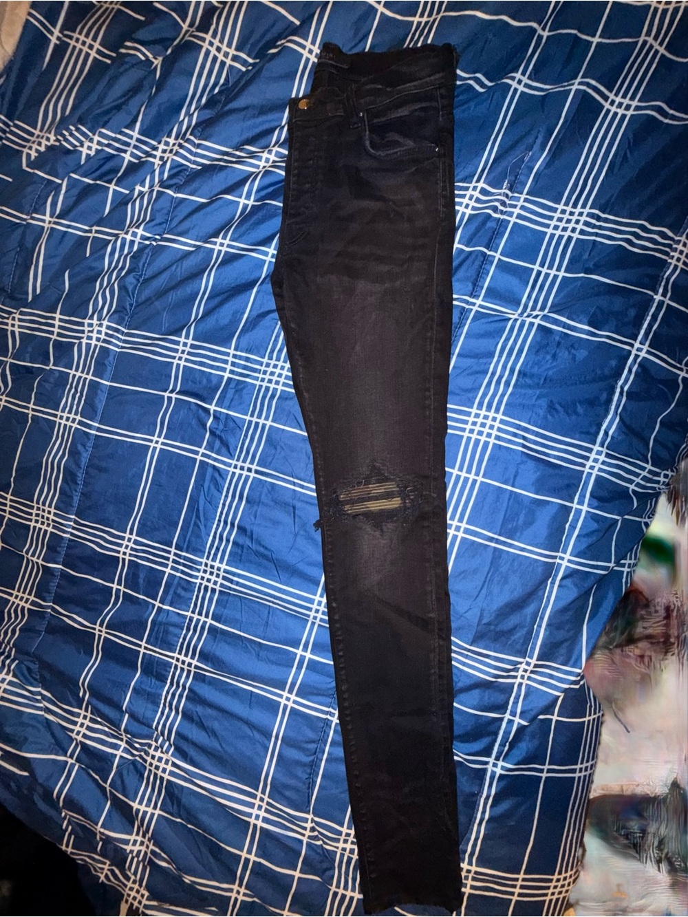 AMIRI Black Skinny Distressed Men's Jeans Camo